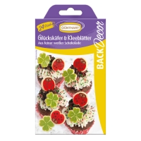 15 pz Coccinelle e quadrifogli portafortuna cioccolato bianco