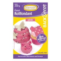 8 pz pezzi Pasta di zuccherogr. colorata, rosa, 250 gr.