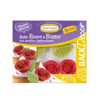 10 pz Rosa rossa con foglie