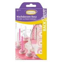Sostegni e candeline di zucchero, rosa e bianco