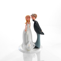 1 pz Sposi in resina con bouquet