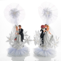 2 pz Sposi con rosa in tulle