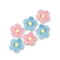 96 pz Fiori di zucchero pic., blu+rosa