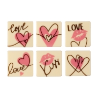 128 pz Quadrato  Love , cioccolato bianco, assortiti