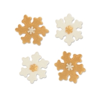 100 pz Fiocchi neve, zucchero adragante, oro/bianco