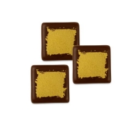 Quadrato dorato piccolo, cioccolato fondente.