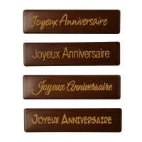 120 pz Placchetta  Joyeux Anniversaire ,cioccolato fondent