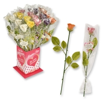 20 pz Rose di marzapane colorate con lettera