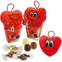 12 pz Cuori di peluche, scatola, assort.
