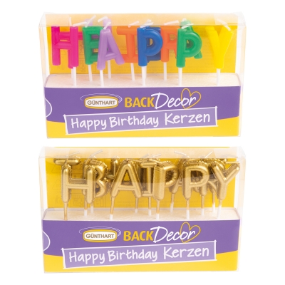 Candele di cera, Happy Birthday miste 