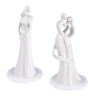 2 pz Sposi in porcellana, bianchi, 2 modelli 