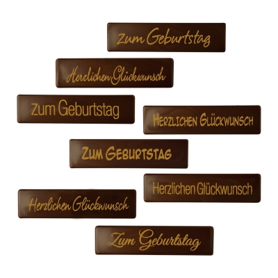 128 pz Placchetta Glückwunsch & Geburtstag, cioccolato fondente 