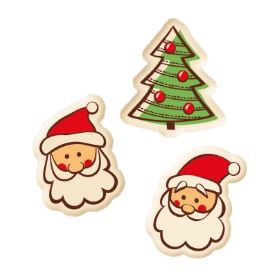 192 pz Babbo natale e abete, cioccolato bianco, ass. 