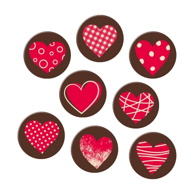 160 pz Cuori, cioccolato bianco, assortiti 