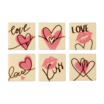 128 pz Quadrato  Love , cioccolato bianco, assortiti 