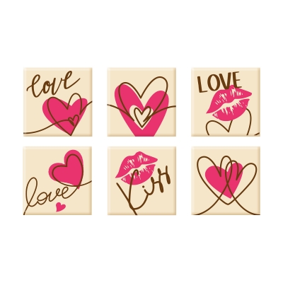 128 pz Quadrato  Love , cioccolato bianco, assortiti 