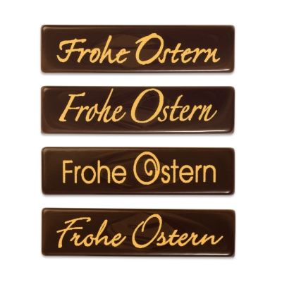 96 pz Placchetta  Frohe Ostern , cioccolato fondente 