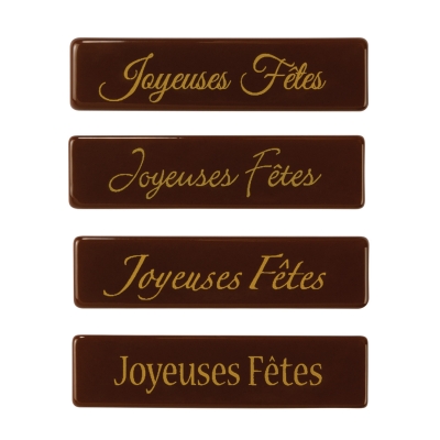 128 pz Placchetta  Joyeuses Fêtes , cioccolato fondente 