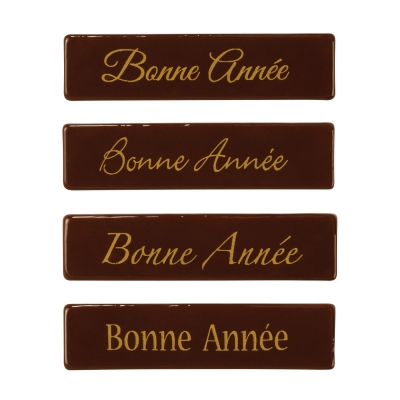 96 pz Placchetta „Bonne Année“, cioccolato fondente 