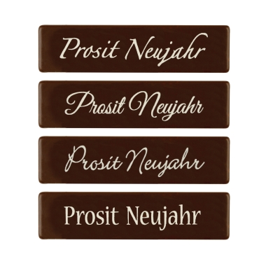 96 pz Placchetta Prosit Neujahr, cioccolato fondente 