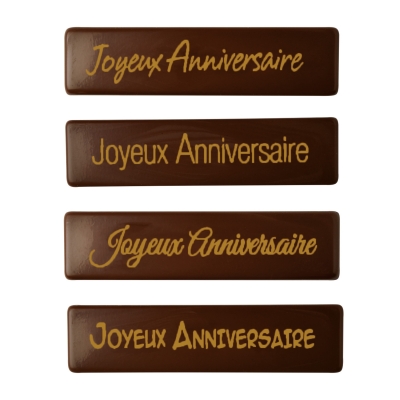 120 pz Placchetta  Joyeux Anniversaire ,cioccolato fondent 