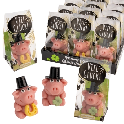 15 pz Maialino di marzapane con cappello a cilindro 
