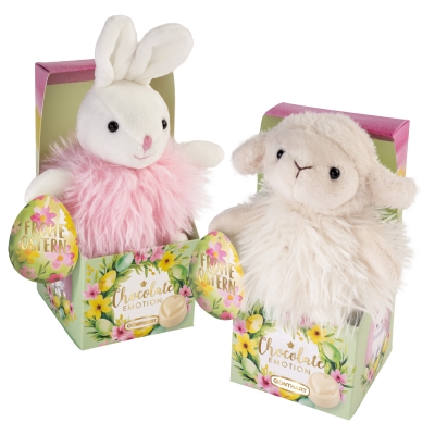 12 pz Coniglio e pecora di peluche su scatola, ass. 